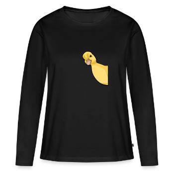 Drôle de canard laqué Peeking Farm Duck Lover - Canard - T-shirt manches longues Premium bio Femme - noir - Devant - Julia (174cm)