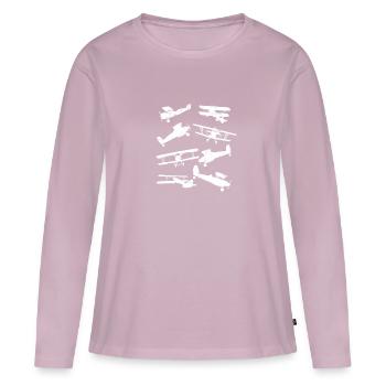 Avions à réaction Avions vintage de la Seconde Guerre mondiale - - T-shirt manches longues Premium bio Femme - rose poudré - Devant - Julia (174cm)