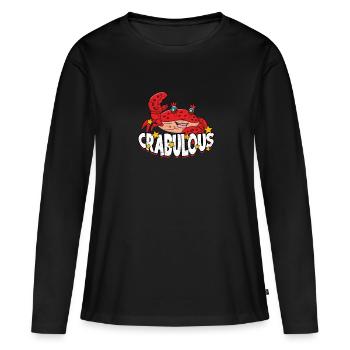 Crabe crabuleux - Crabe rouge Homard Langouste Fruits de mer - T-shirt manches longues Premium bio Femme - noir - Devant - Julia (174cm)