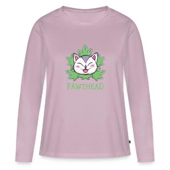 Pawthead Cat Weed - Cute Tabbies Tiger Stripe Cat - Women's Premium Organic Long Sleeve Shirt - dusky pink - Front - Julia (174cm)