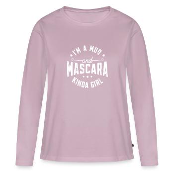 Je suis une fille de boue et de mascara - cosmétiques - T-shirt manches longues Premium bio Femme - rose poudré - Devant - Julia (174cm)