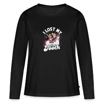 J’ai perdu ma première dent - dent - T-shirt manches longues Premium bio Femme - noir - Devant - Julia (174cm)