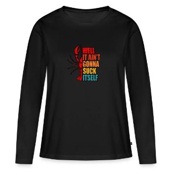 Eh bien, il ne va pas se sucer lui-même - crustacé - T-shirt manches longues Premium bio Femme - noir - Devant - Julia (174cm)