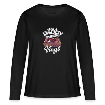 Juste un papa qui aime le vinyle - gratter - T-shirt manches longues Premium bio Femme - noir - Devant - Julia (174cm)