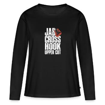 Jab Cross Hook Uppercut - chien boxeur - T-shirt manches longues Premium bio Femme - noir - Devant - Julia (174cm)