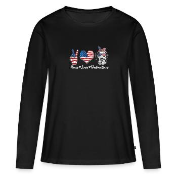 Peace Love Dalmatian - pet lover - Women's Premium Organic Long Sleeve Shirt - black - Front - Julia (174cm)