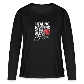 Healing happens at the altar and the couch - - Women's Premium Organic Long Sleeve Shirt - black - Front - Julia (174cm)