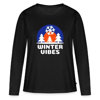 Ambiance hivernale (soleil, voûte céleste, flocon de neige) - T-shirt manches longues Premium bio Femme - noir - Devant - Julia (174cm)