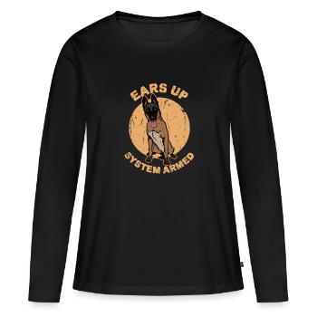 Ohren hoch System bewaffnet - Hund - Frauen Premium Bio Langarmshirt - Schwarz - Vorne - Julia (174cm)
