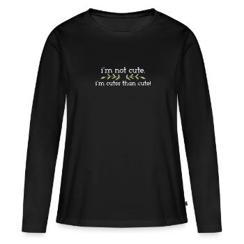 Je ne suis pas mignon je suis plus mignon que mignon - hilarant - T-shirt manches longues Premium bio Femme - noir - Devant - Julia (174cm)
