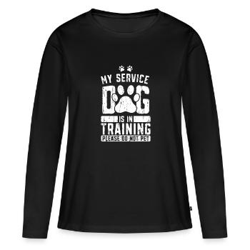 Mon chien d’assistance est en formation S’il vous plaît ne pas caresser - - T-shirt manches longues Premium bio Femme - noir - Devant - Julia (174cm)