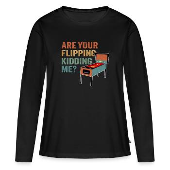 Retro Flipperautomaten Vintage Arcade Game Lovers - Frauen Premium Bio Langarmshirt - Schwarz - Vorne - Julia (174cm)