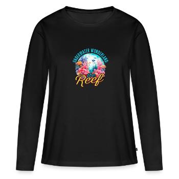 Pays des merveilles sous-marin: Le récif - Récif - T-shirt manches longues Premium bio Femme - noir - Devant - Julia (174cm)