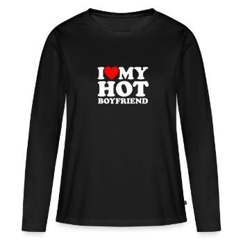 Ich liebe meinen heißen Freund - Romantik - Frauen Premium Bio Langarmshirt - Schwarz - Vorne - Julia (174cm)