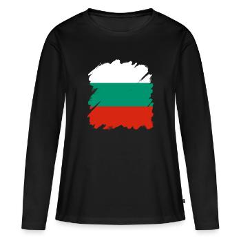 Bulgarien Flagge Bulgarische Fahne Goldstrand - Frauen Premium Bio Langarmshirt - Schwarz - Vorne - Julia (174cm)