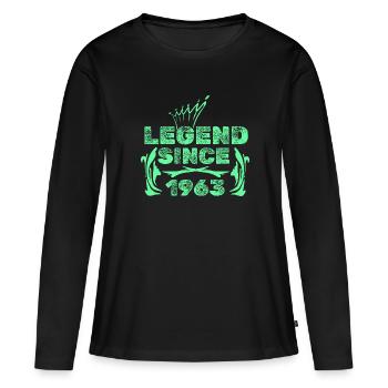 1963 - Frauen Premium Bio Langarmshirt - Schwarz - Vorne - Julia (174cm)