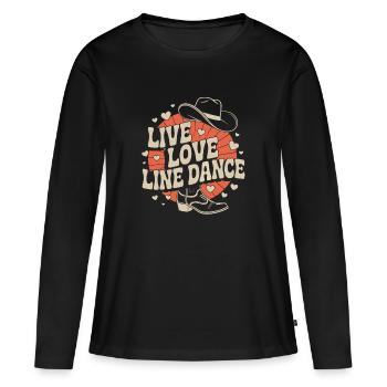 Live Love Line Dance Linedance Spass am Tanzen - Frauen Premium Bio Langarmshirt - Schwarz - Vorne - Julia (174cm)