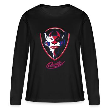 Sehnde Devils Logo mit Devils Script - Frauen Premium Bio Langarmshirt - Schwarz - Vorne - Julia (174cm)