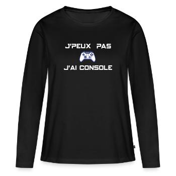 J'peux pas j'ai console - T-shirt manches longues Premium bio Femme - noir - Devant - Julia (174cm)