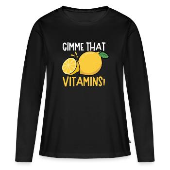 Gimme Vitamins Citrus Citron d'été - T-shirt manches longues Premium bio Femme - noir - Devant - Julia (174cm)