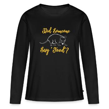 Proverbe ironique représentant un rongeur et un - T-shirt manches longues Premium bio Femme - noir - Devant - Julia (174cm)