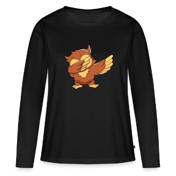 Funyy Dabbing Owl Owlet Bird Lover Ornithologist - Women's Premium Organic Long Sleeve Shirt - black - Front - Julia (174cm)