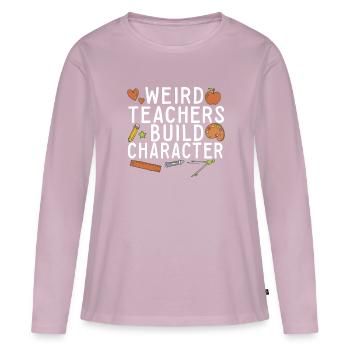 Des enseignants bizarres construisent un personnage à l’école groovy - T-shirt manches longues Premium bio Femme - rose poudré - Devant - Julia (174cm)