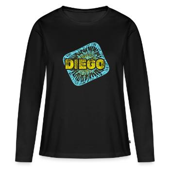 Diego als Freizeit - Frauen Premium Bio Langarmshirt - Schwarz - Vorne - Julia (174cm)