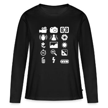 DSLR Camera Symbol - Frauen Premium Bio Langarmshirt - Schwarz - Vorne - Julia (174cm)