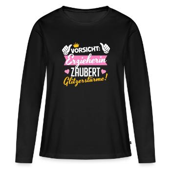 Erzieherin Abschied Glitzersturm Zauberin Kita - Frauen Premium Bio Langarmshirt - Schwarz - Vorne - Julia (174cm)