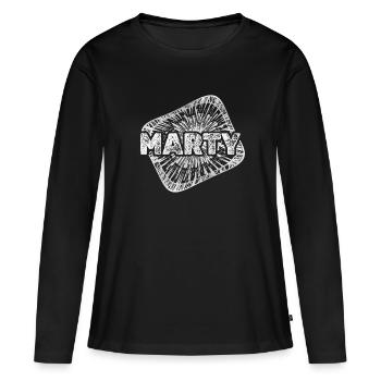 Warp Marty - T-shirt manches longues Premium bio Femme - noir - Devant - Julia (174cm)