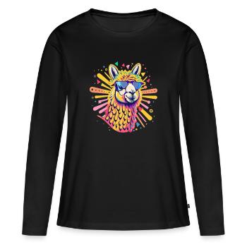 Alpaga Pop Art - T-shirt manches longues Premium bio Femme - noir - Devant - Julia (174cm)