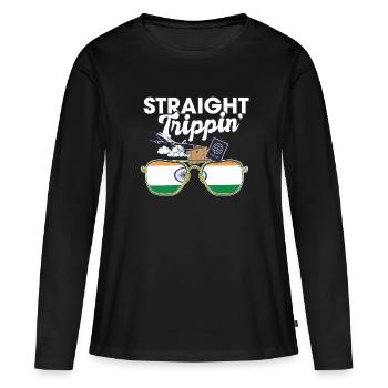 Straight Trippin' India Vacation Tour Travel Trip - Frauen Premium Bio Langarmshirt - Schwarz - Vorne - Julia (174cm)