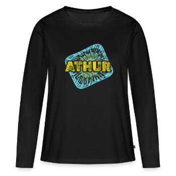Freizeit Athur - Frauen Premium Bio Langarmshirt - Schwarz - Vorne - Julia (174cm)