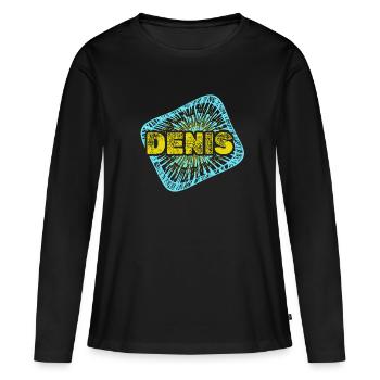 Freizeit Denis - Frauen Premium Bio Langarmshirt - Schwarz - Vorne - Julia (174cm)
