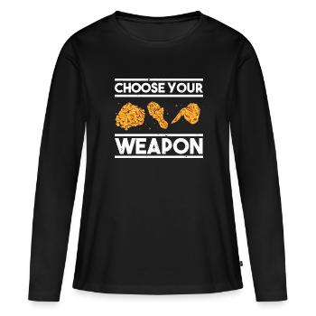 Fast Food Poulet frit croustillant Foodaholic Gesch - T-shirt manches longues Premium bio Femme - noir - Devant - Julia (174cm)