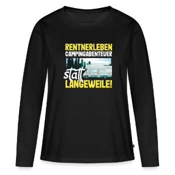 Rentnerleben - Campingabenteuer statt Langeweile - Frauen Premium Bio Langarmshirt - Schwarz - Vorne - Julia (174cm)