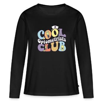 Club des optométristes cool Ophtalmologiste ophtalmologue - T-shirt manches longues Premium bio Femme - noir - Devant - Julia (174cm)