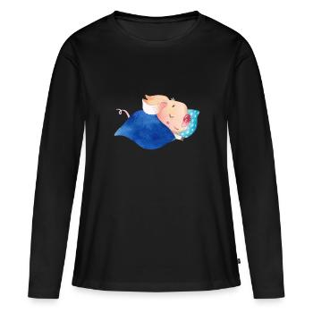 Cochon cochon cochons dormant - T-shirt manches longues Premium bio Femme - noir - Devant - Julia (174cm)