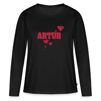 Geschenkidee Artur - Frauen Premium Bio Langarmshirt - Schwarz - Vorne - Julia (174cm)