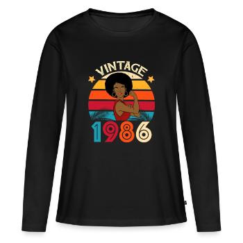 1986 Birthday Woman Afro Gift Idea Woman - Women's Premium Organic Long Sleeve Shirt - black - Front - Julia (174cm)