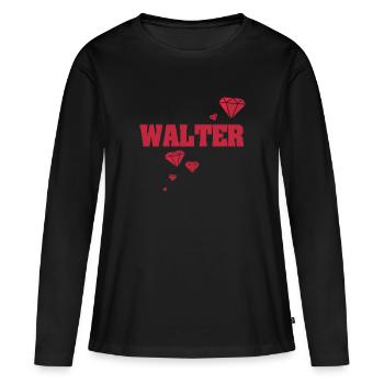 Idée cadeau Walter - T-shirt manches longues Premium bio Femme - noir - Devant - Julia (174cm)