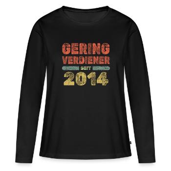 2014 - Frauen Premium Bio Langarmshirt - Schwarz - Vorne - Julia (174cm)