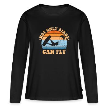 Kitesurfer nicht nur vögel fliegen kiteboard - Frauen Premium Bio Langarmshirt - Schwarz - Vorne - Julia (174cm)