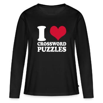 Kreuzworträtsel Rätsel J’adore les mots croisés - T-shirt manches longues Premium bio Femme - noir - Devant - Julia (174cm)