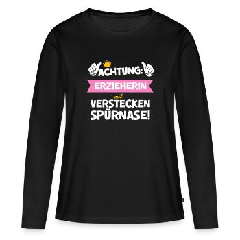 Erzieherin Idee Weihnachten Verstecken Lustig - Frauen Premium Bio Langarmshirt - Schwarz - Vorne - Julia (174cm)