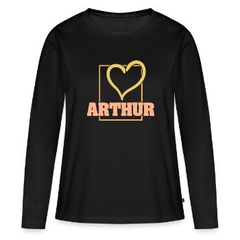 Arthur - T-shirt manches longues Premium bio Femme - noir - Devant - Julia (174cm)