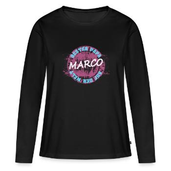 Marco als Vatertag - Frauen Premium Bio Langarmshirt - Schwarz - Vorne - Julia (174cm)