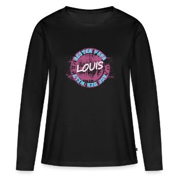 Cadeau pour Louis - T-shirt manches longues Premium bio Femme - noir - Devant - Julia (174cm)