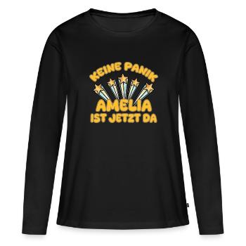 Vorname Amelia - Frauen Premium Bio Langarmshirt - Schwarz - Vorne - Julia (174cm)